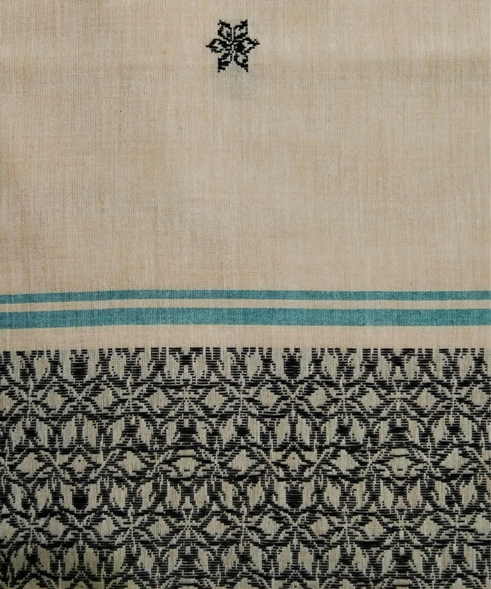 2.5 mtr cream black buti handwoven cotton bomkai kurta material