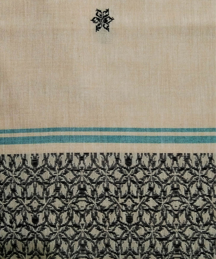 2.5 mtr cream black buti handwoven cotton bomkai kurta material