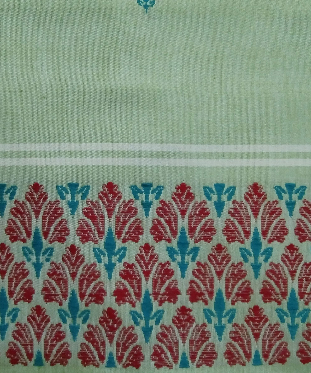 2.5 mtr lime green white handwoven cotton bomkai kurta material