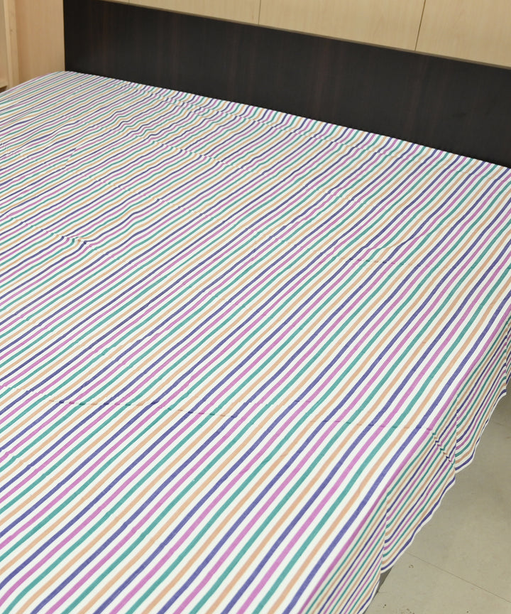 White multicolour handmade sambalpuri cotton bedsheet