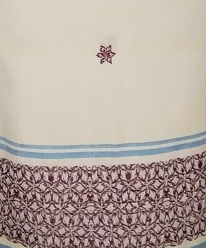 2.5 mtr cream white handwoven cotton bomkai kurta material