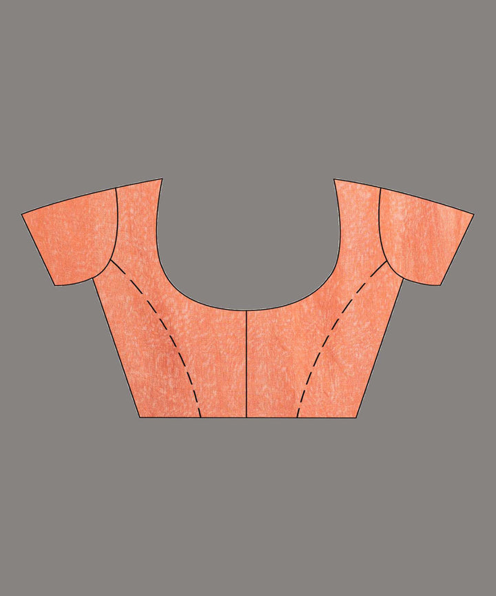 Peach handwoven bengal linen saree