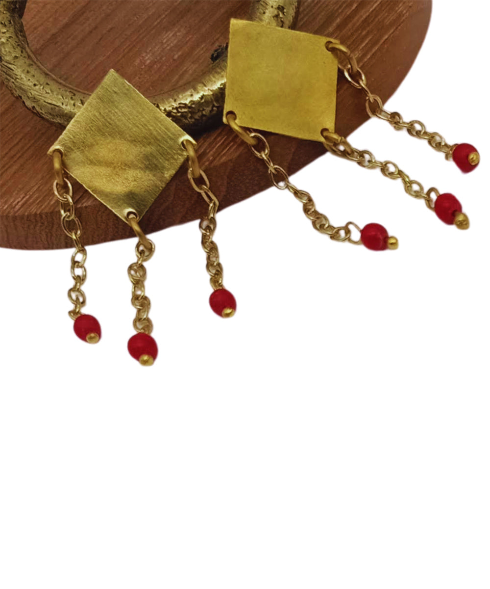 Golden dhokra handcrafted brass earring