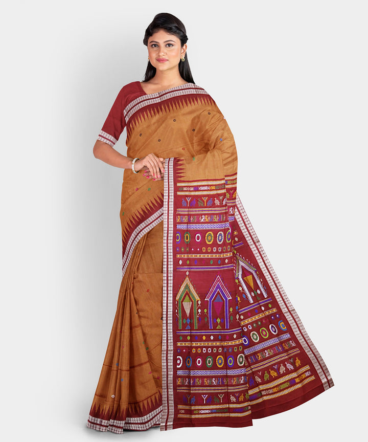 Copper crayola multicolor silk handwoven bomkai saree