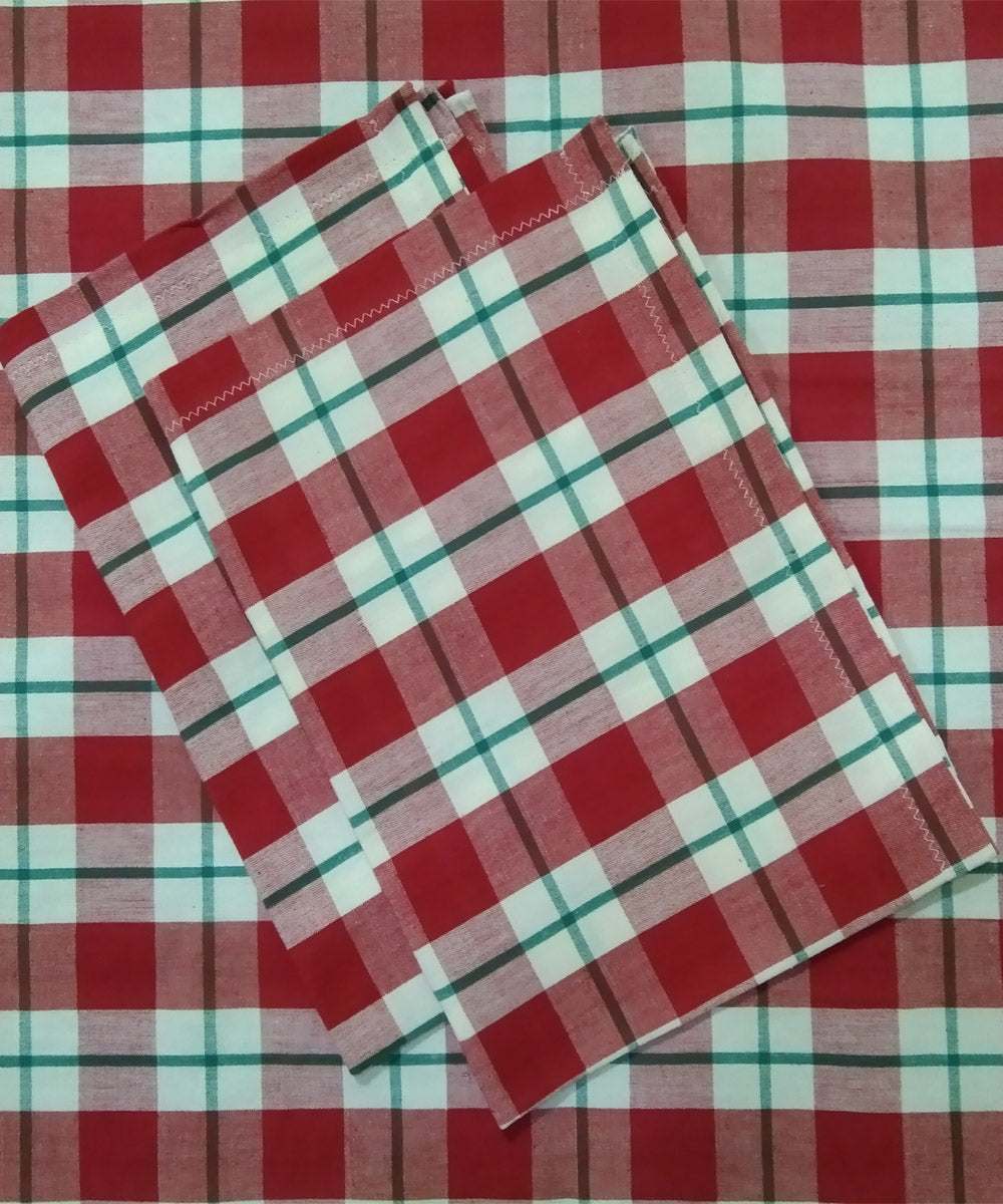 White red checks handwoven cotton double bed bedsheet