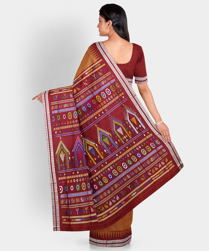 Copper crayola multicolor silk handwoven bomkai saree