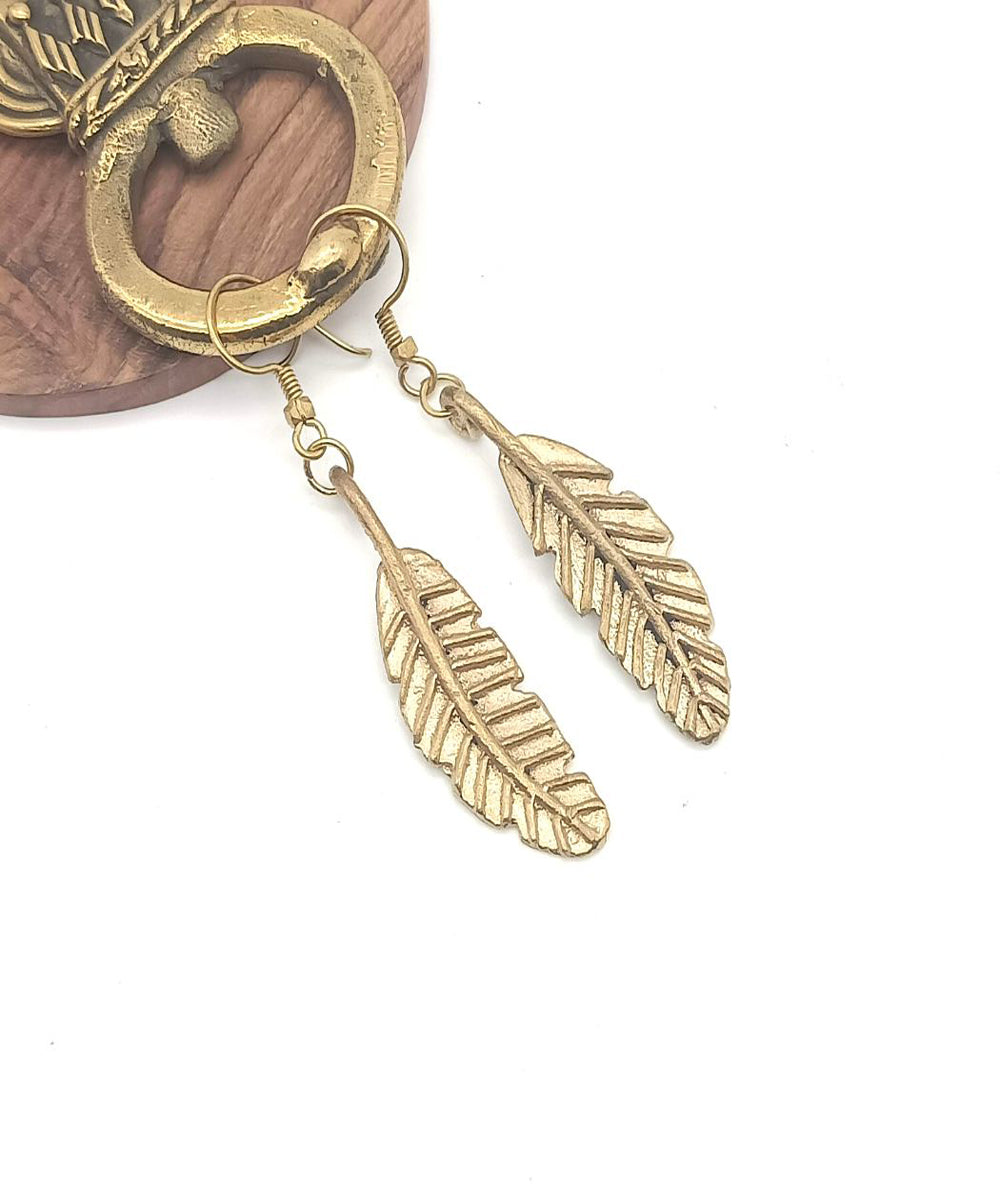 Golden brass dhokra handcrafted earring