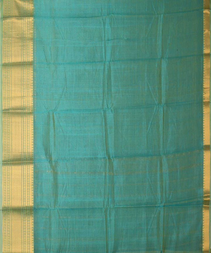 Dark green handwoven mangalagiri cotton silk saree