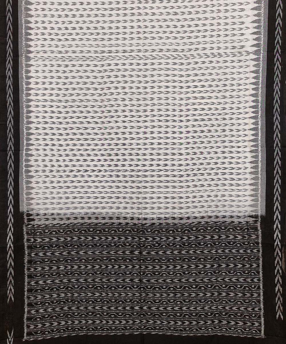 Off white black handloom cotton sambalpuri dupatta