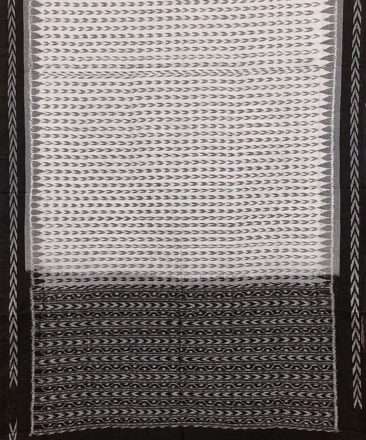 Off white black handloom cotton sambalpuri dupatta