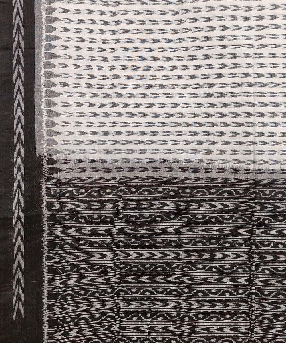 Off white black handloom cotton sambalpuri dupatta