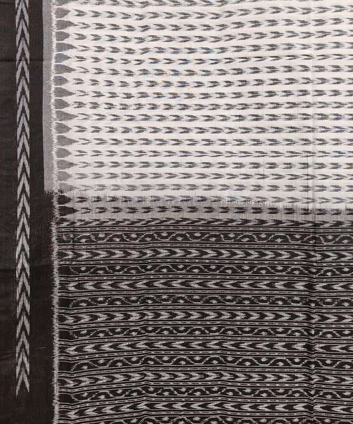 Off white black handloom cotton sambalpuri dupatta
