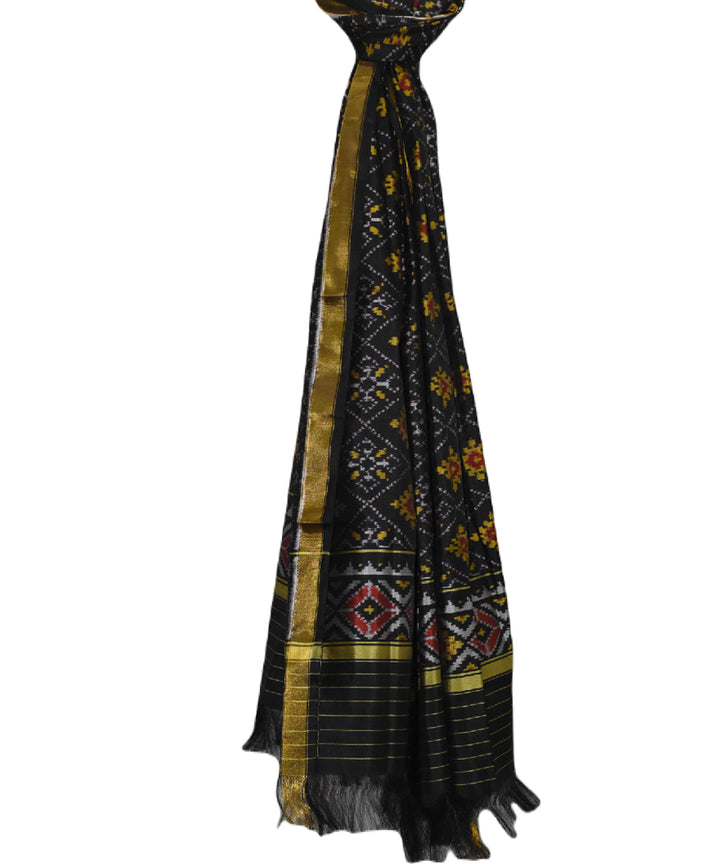 Black mustard handloom silk patola dupatta