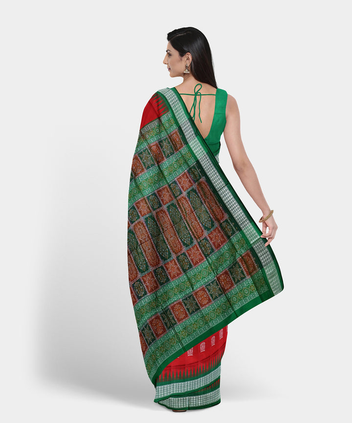 Ruby red multicolor silk handwoven bomkai saree