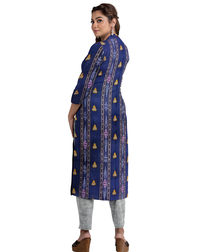 Navy blue grey cotton handwoven nuapatna dress material