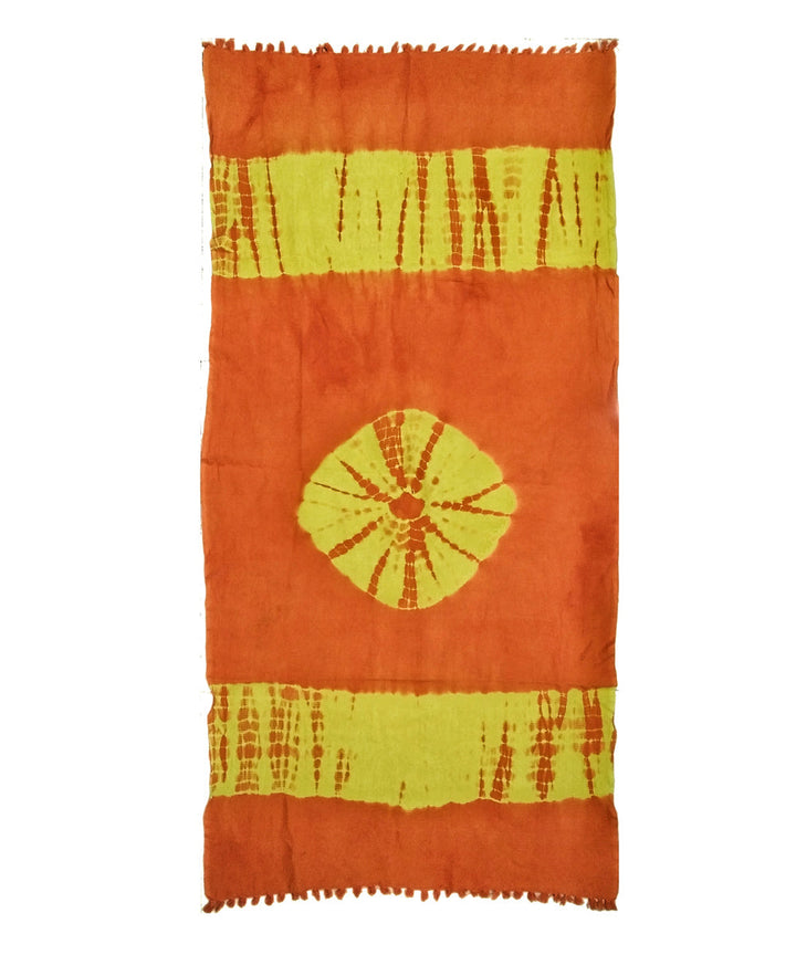 Orange yellow tie dyed cotton towel