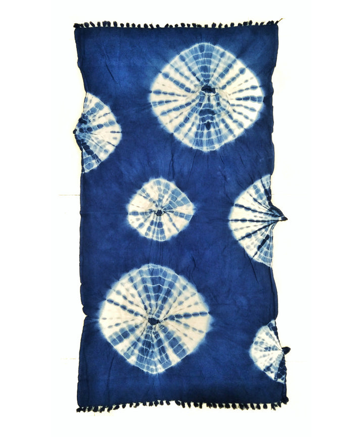 Navy blue white tie dyed cotton towel