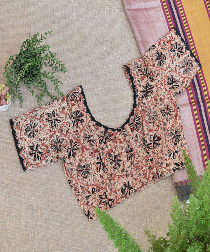 Brown handwoven kalamkari embroidered blouse