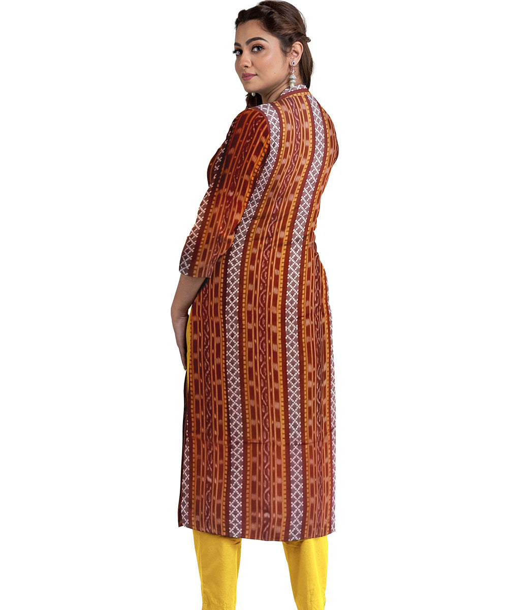 Maroon yeloow handwoven cotton nuapatna dress material