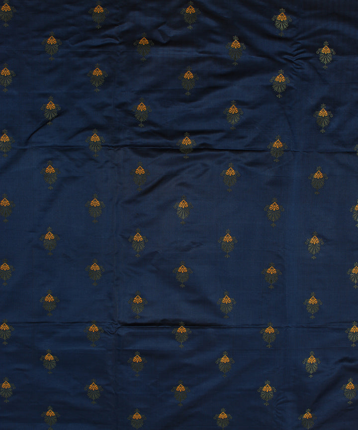 Navy blue buti tanchoi silk banarasi fabric