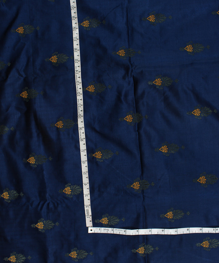 Navy blue buti tanchoi silk banarasi fabric