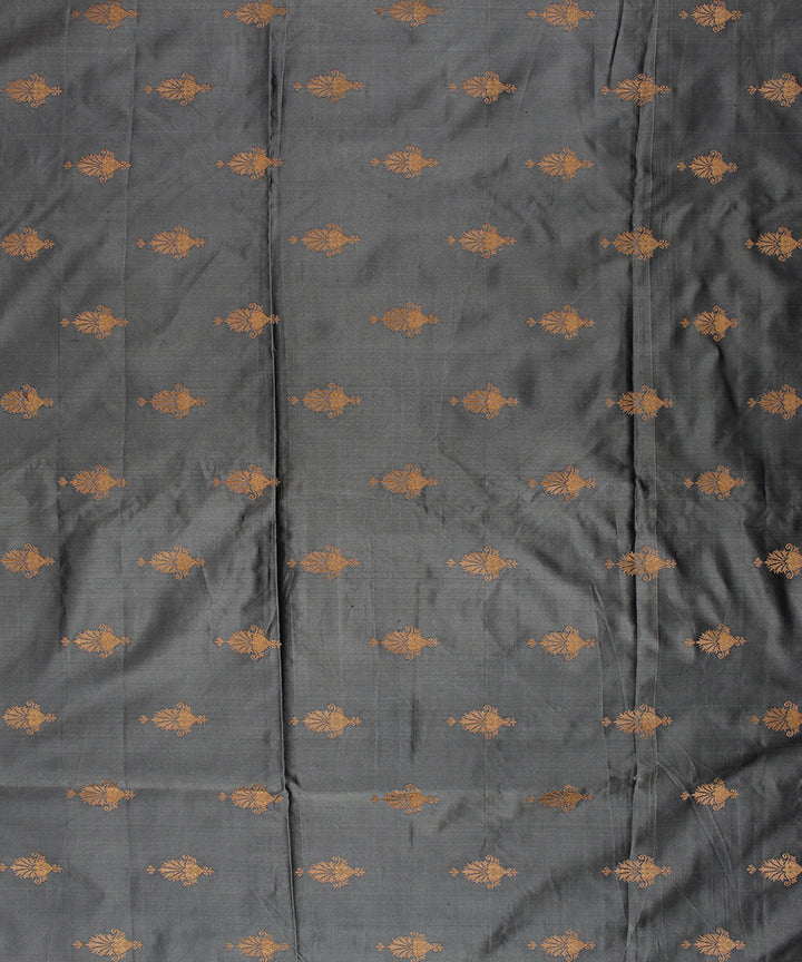 Grey brown tanchoi cotton silk banarasi fabric