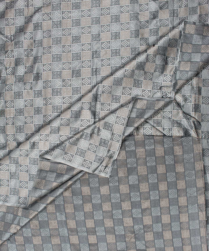 Grey tanchoi silk banarasi fabric