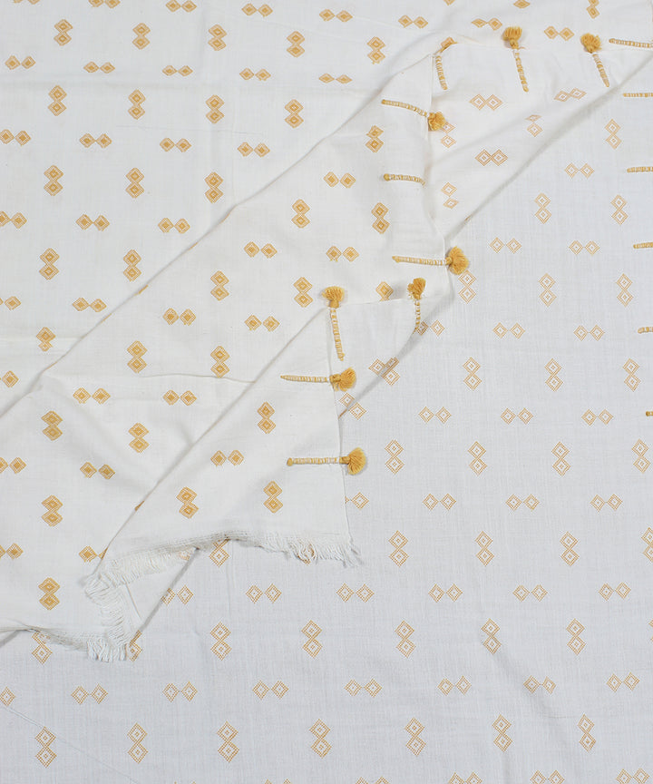 White extra weft wool bhuj fabric