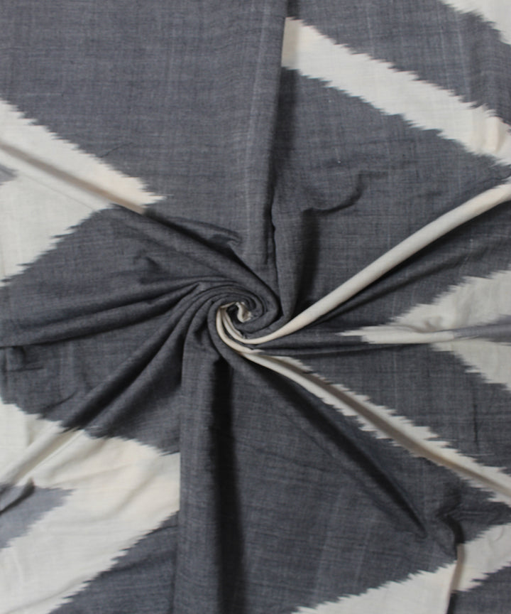 Grey white single ikat linen pochampally ikat fabric