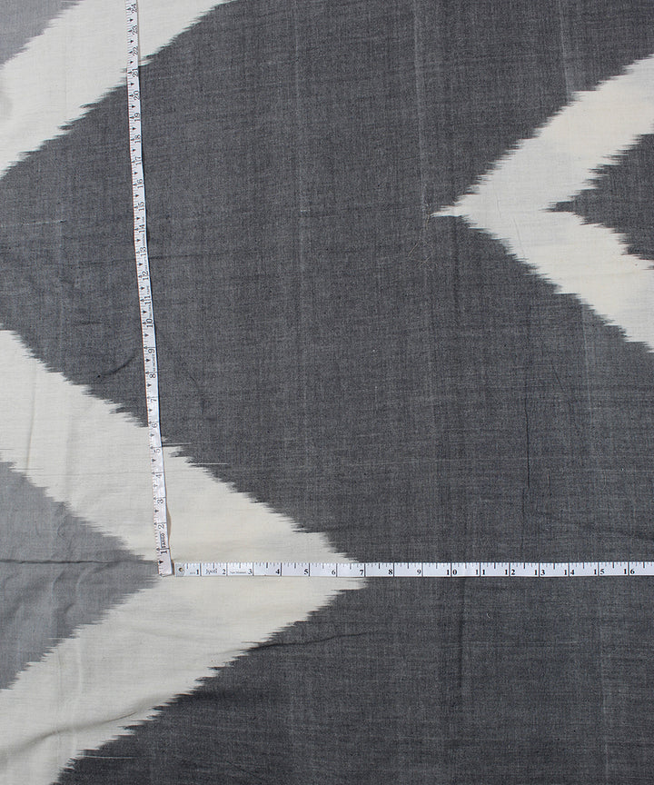 Grey white single ikat linen pochampally ikat fabric