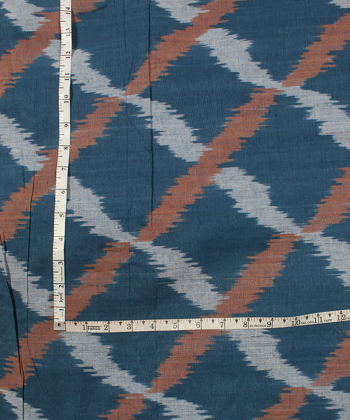 Navy bluecheck single ikat cotton pochampally ikat fabric