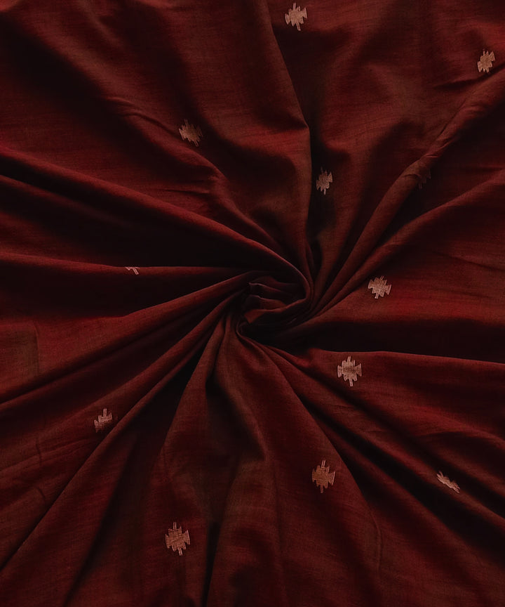 Maroon buti handwoven cotton jamdani fabric