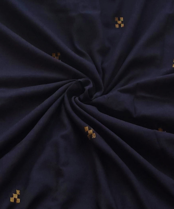 Black golden zari buti handwoven cotton jamdani fabric