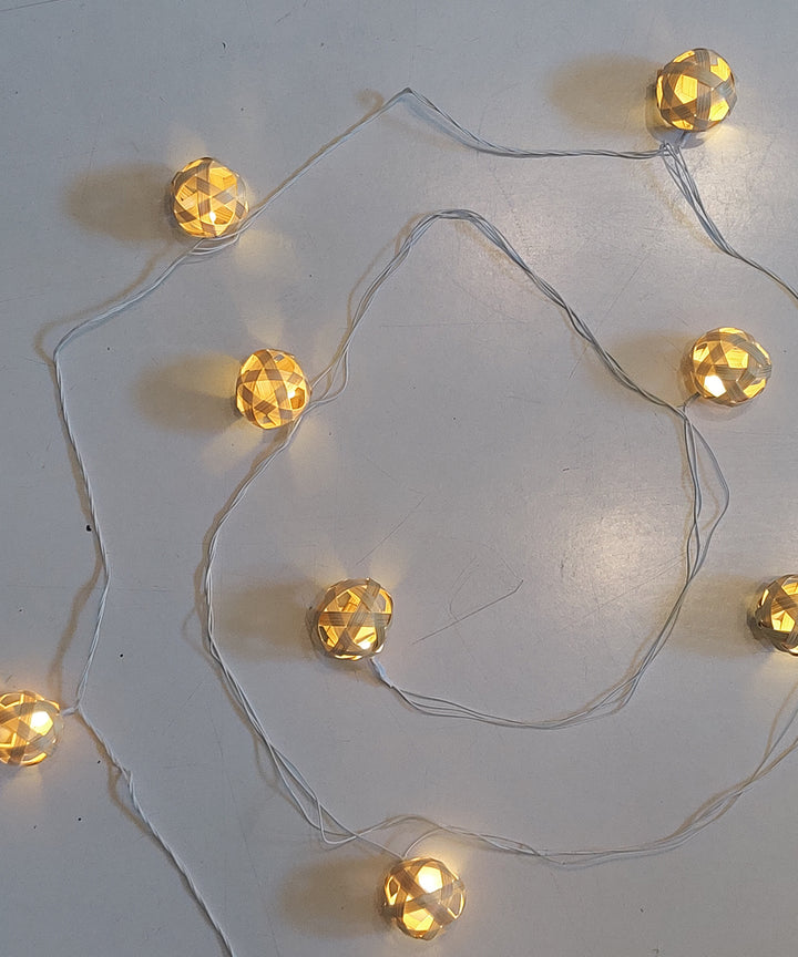 Beige star full moon hand crafted bamboo string light