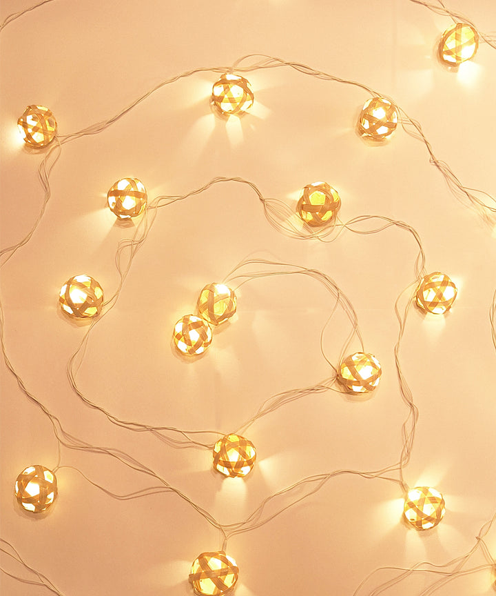 Beige star full moon hand crafted bamboo string light