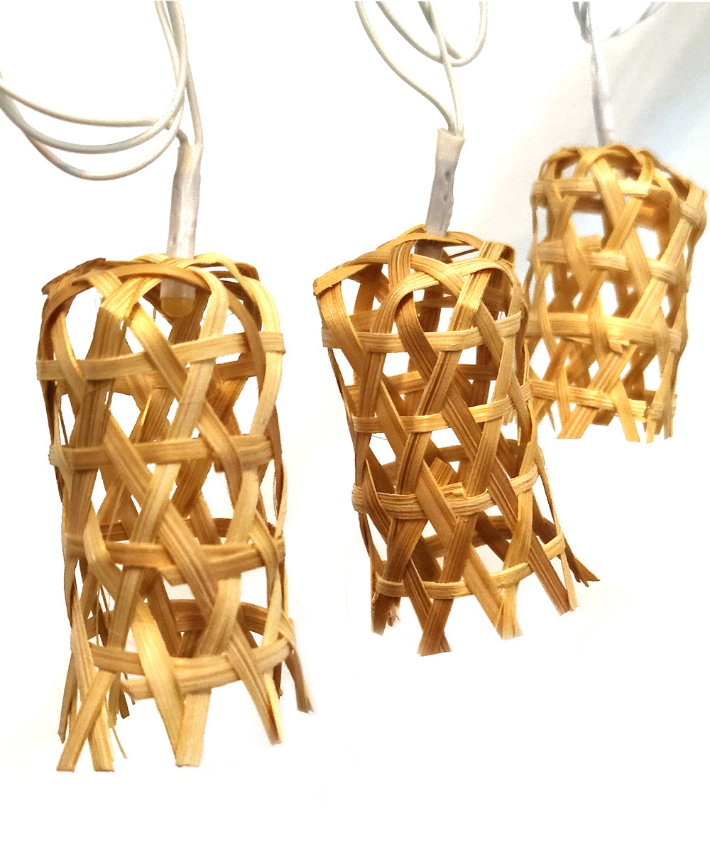 Grey bell handcrafted bamboo string light
