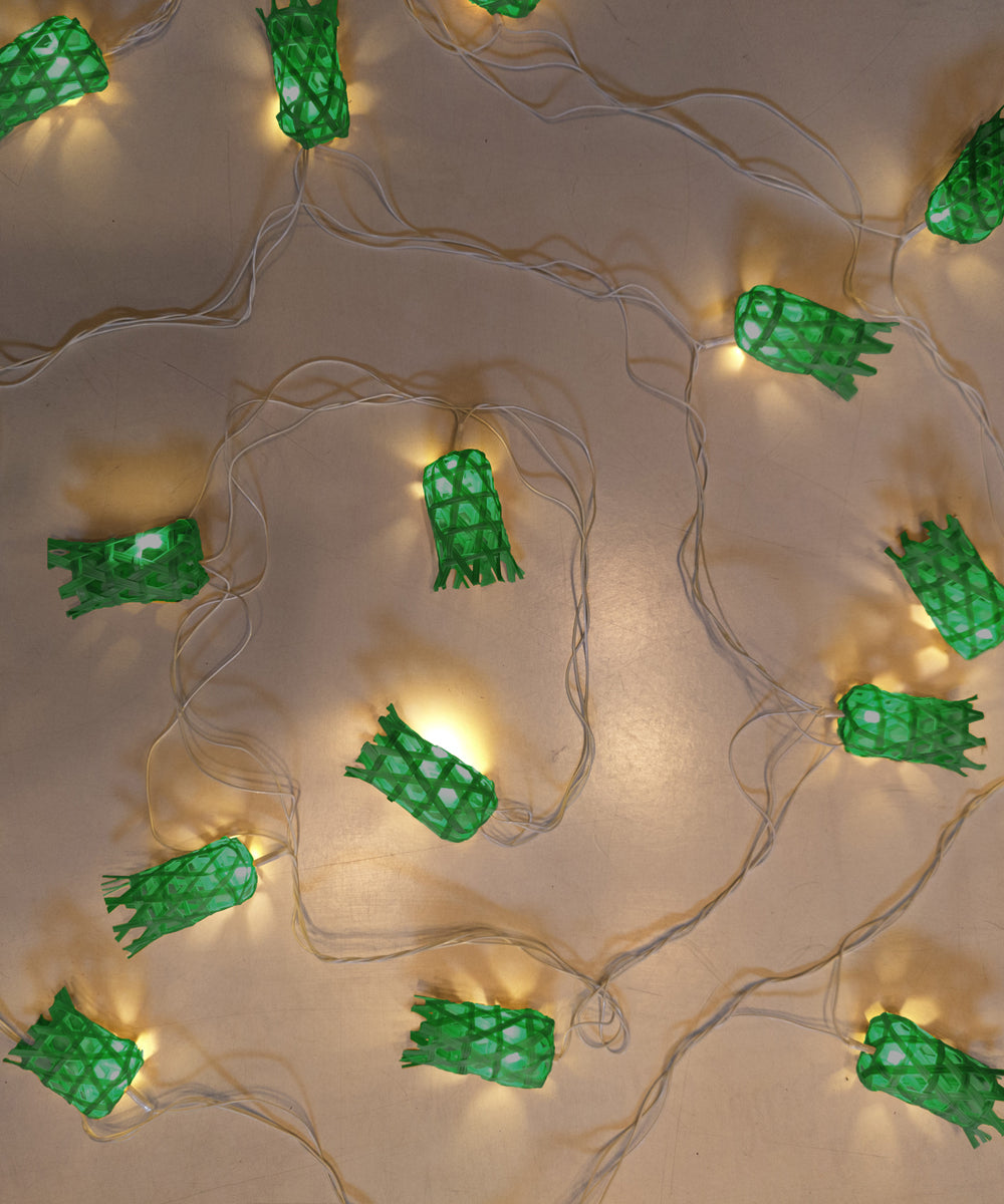 Green bell handcrafted bamboo string light