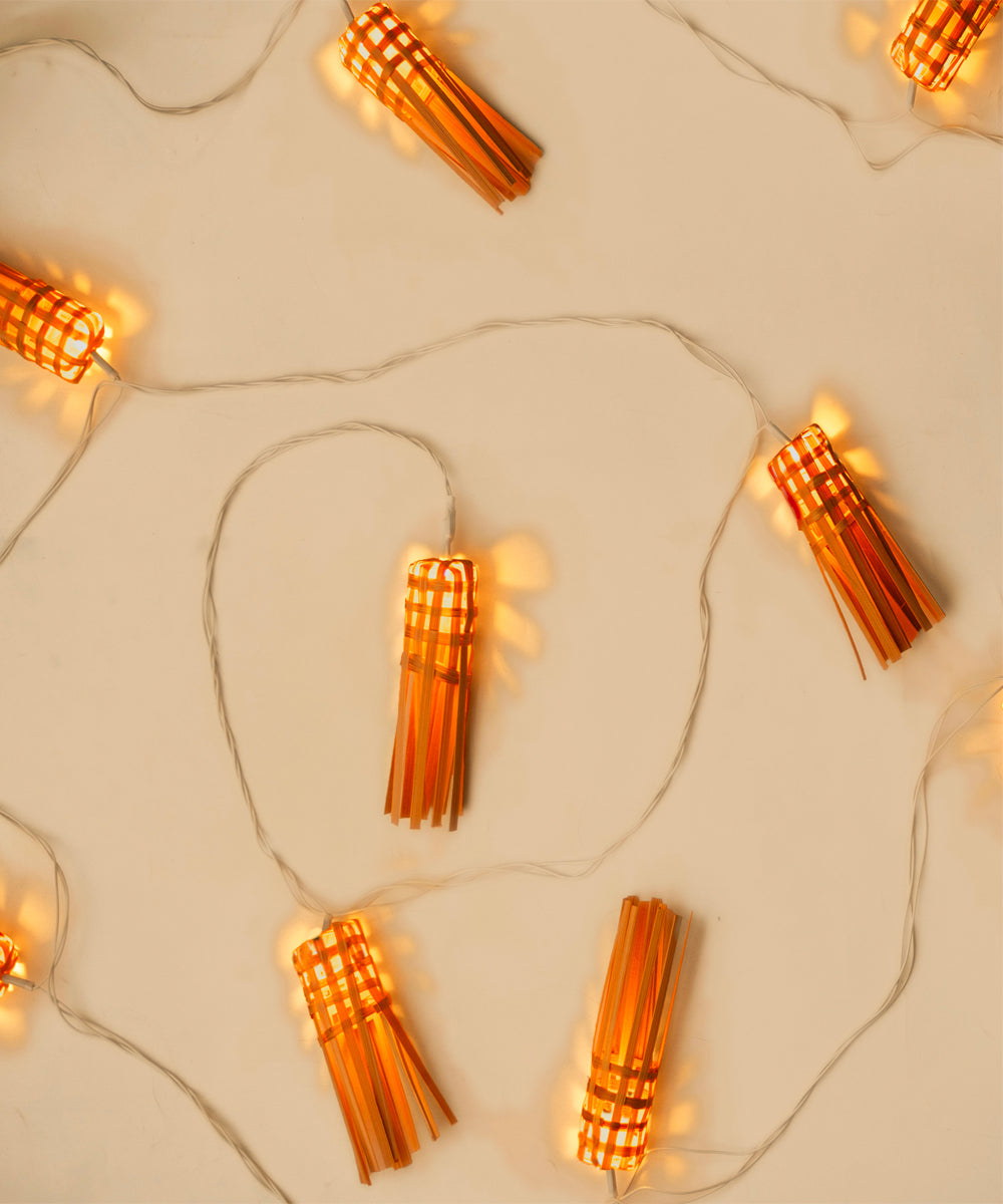 Orange frill handcrafted bamboo string light