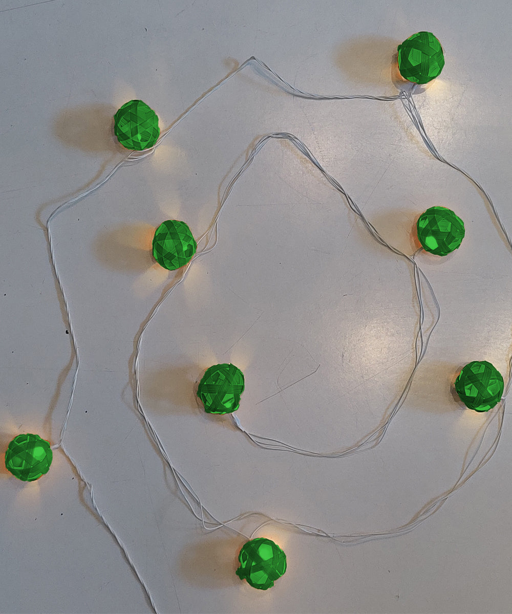 Green star full moon handcrafted bamboo string light