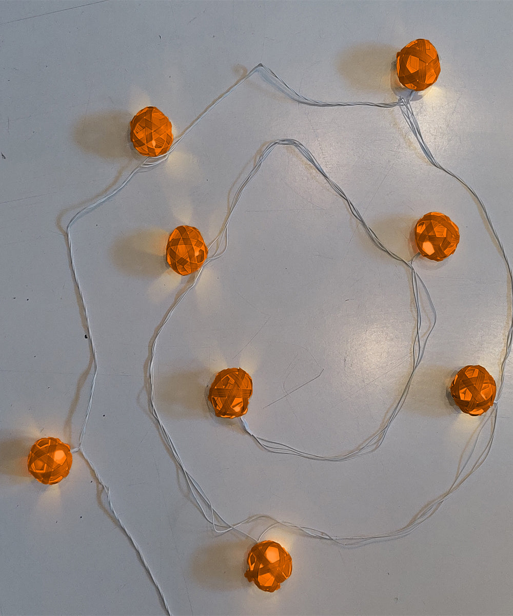 Orange star full moon handcrafted bamboo string light
