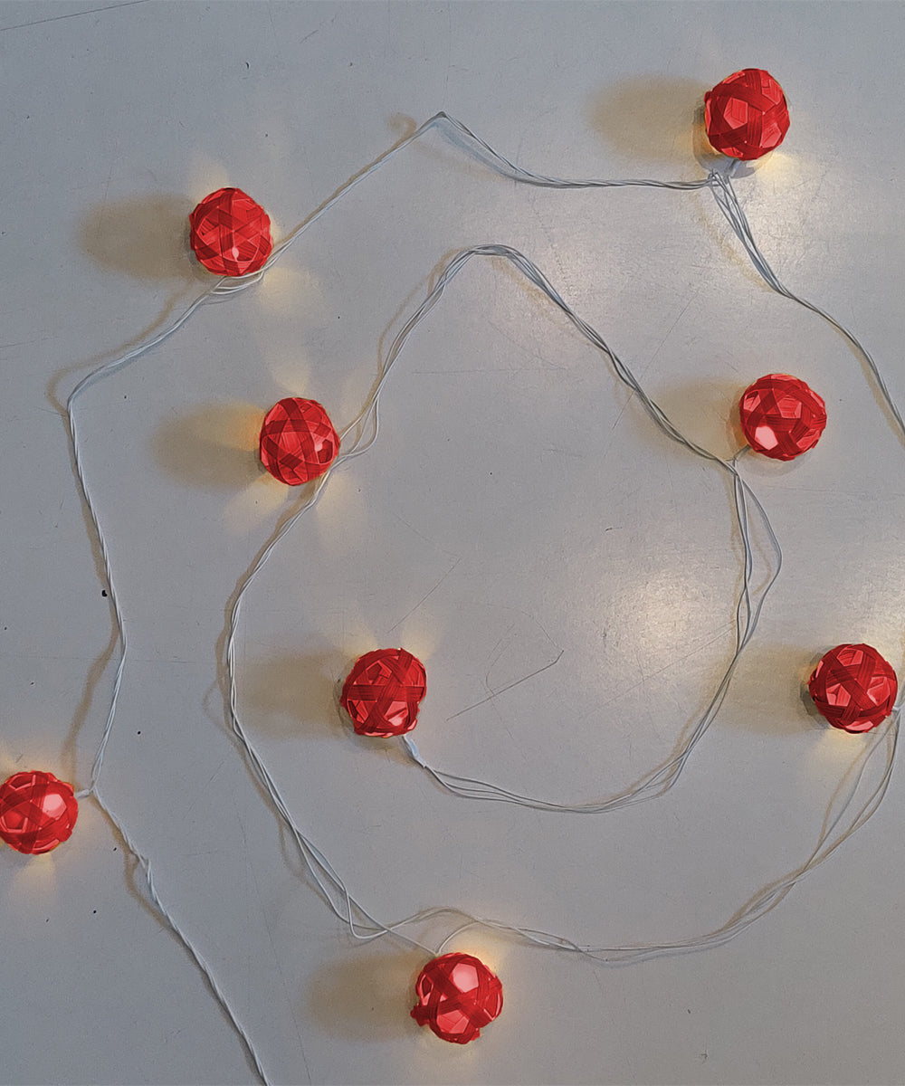 Red star full moon handcrafted bamboo string light