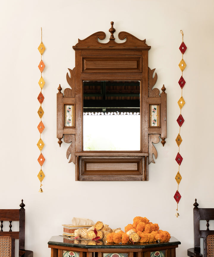 Orange rang handcrafted bamboo door wall hanging - set of 2