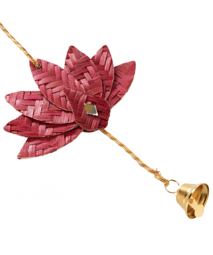 Lotus handcrafted bamboo door wall hanging - set of 2