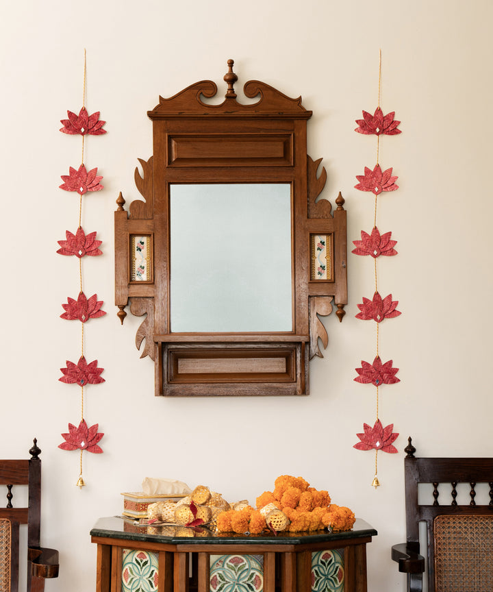 Lotus handcrafted bamboo door wall hanging - set of 2