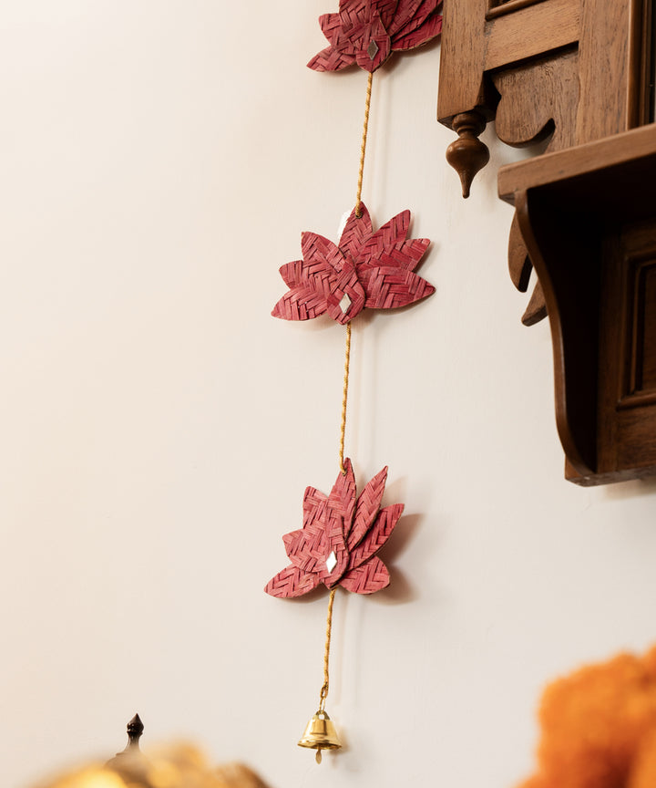 Lotus handcrafted bamboo door wall hanging - set of 2