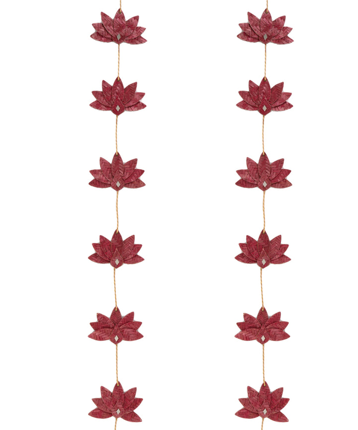 Lotus handcrafted bamboo door wall hanging - set of 2