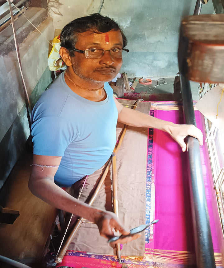 Cream handloom silk baluchari saree
