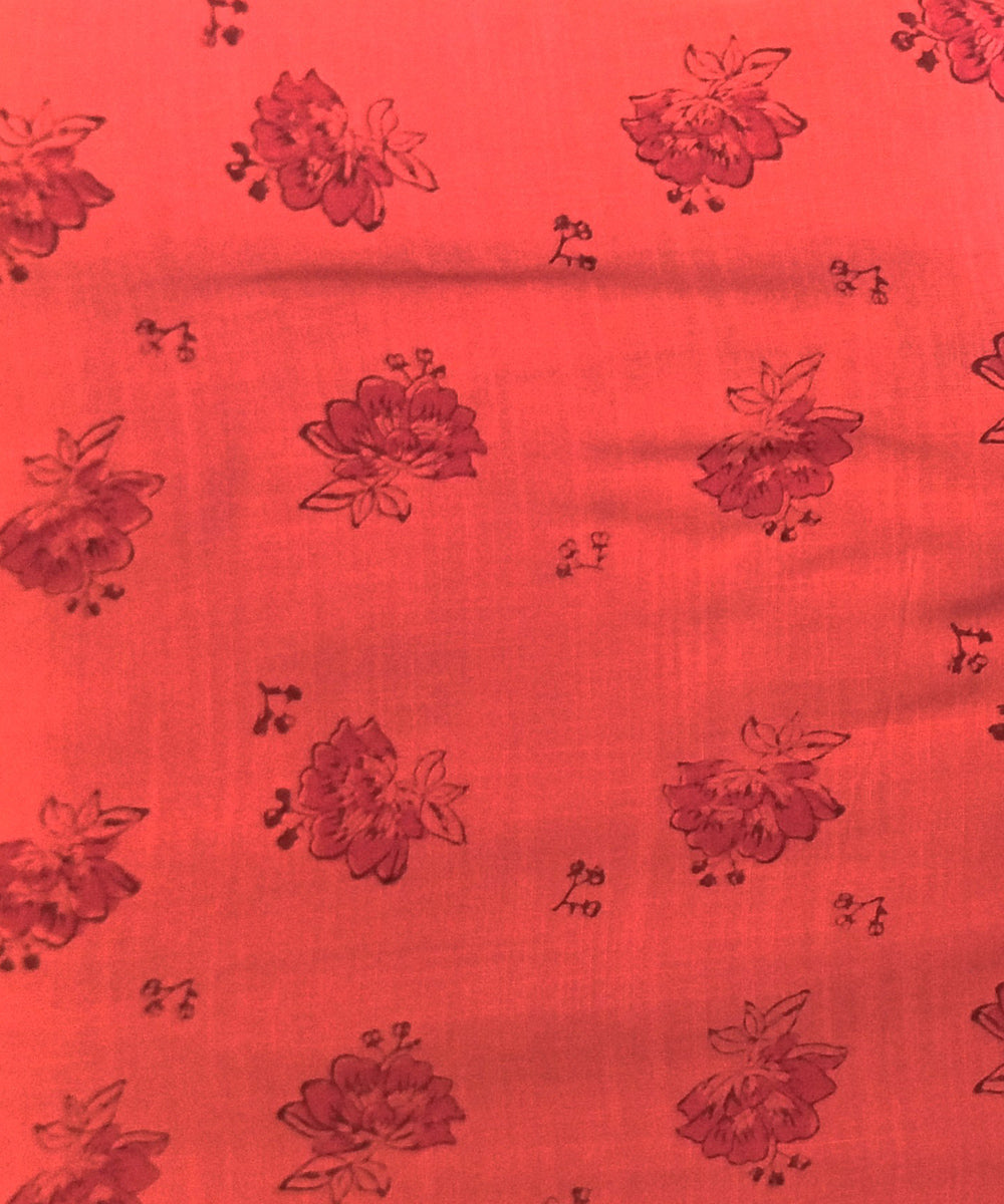 2.5 mtr red hand block print cotton kurta material