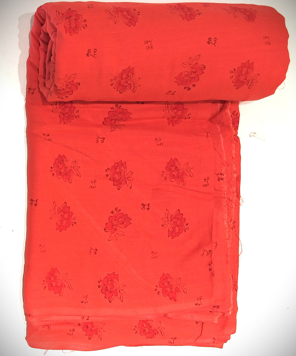 2.5 mtr red hand block print cotton kurta material