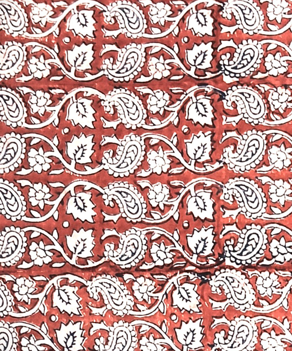 2.5 mtr maroon grey hand block printed cotton kurta material